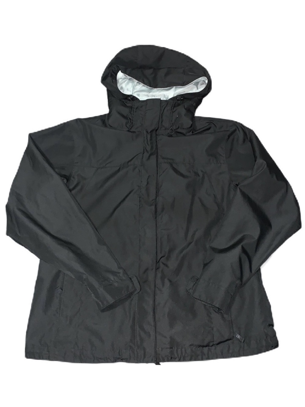 CS Black Jacket L Hooded Performance Wear Lightweight Packable Pockets Zip EUC